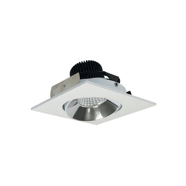 Nora Lighting 4" Iolite LED Square Adjustable Cone Reflector, 1000Lm / 14W, 2700K, Specular Clear Reflector / Matte Powder White Flange
