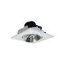Nora Lighting 4" Iolite LED Square Adjustable Cone Reflector, 10-Degree Optic, 800Lm / 12W, 4000K, Specular Clear Reflector / Matte Powder White Flange