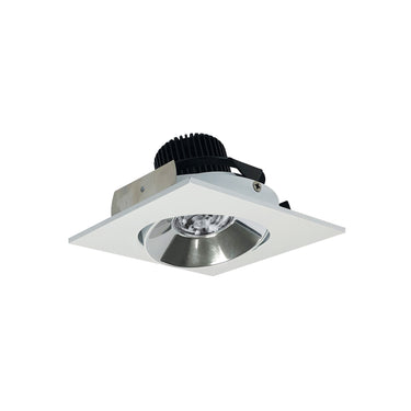 Nora Lighting 4" Iolite LED Square Adjustable Cone Reflector, 10-Degree Optic, 800Lm / 12W, 4000K, Specular Clear Reflector / Matte Powder White Flange