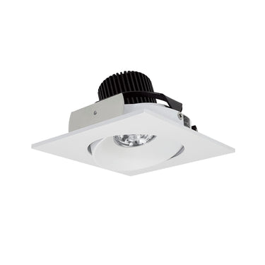 Nora Lighting 4" Iolite LED Square Adjustable Cone Reflector, 10-Degree Optic, 800Lm / 12W, 3000K, Matte Powder White Reflector / Matte Powder White Flange