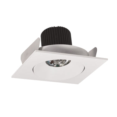 Nora Lighting 4" Iolite LED Square Adjustable Cone Reflector, 10-Degree Optic, 800Lm / 12W, 2700K, White Reflector / White Flange