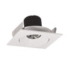 Nora Lighting 4" Iolite LED Square Adjustable Cone Reflector, 10-Degree Optic, 800Lm / 12W, 3000K, White Reflector / White Flange