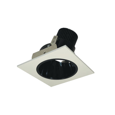 Nora Lighting 4" Iolite LED Square Adjustable Reflector With Round Aperture, 1000Lm / 14W, 3000K, Black Reflector / White Flange