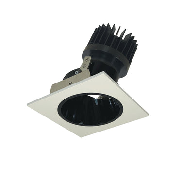 Nora Lighting 4" Iolite LED Square Adjustable Reflector With Round Aperture, 1500Lm/2000Lm Varies By Housing, Comfort Dim, Black Reflector / White Flange