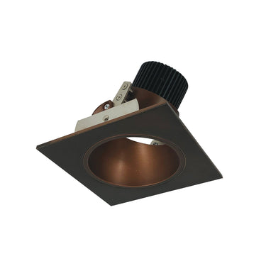 Nora Lighting 4" Iolite LED Square Adjustable Reflector With Round Aperture, 1000Lm / 14W, 3000K, Bronze Reflector / Bronze Flange