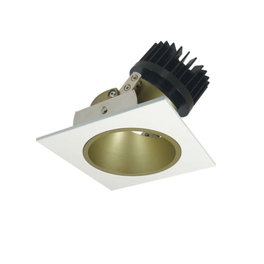 Nora Lighting 4" Iolite LED Square Adjustable Reflector With Round Aperture, 1500Lm/2000Lm Varies By Housing, 2700K, Champagne Haze Reflector / Matte Powder White Flange