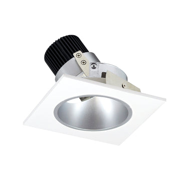 Nora Lighting 4" Iolite LED Square Adjustable Reflector With Round Aperture, 800Lm / 14W, 5000K, Haze Reflector / Matte Powder White Flange