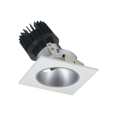 Nora Lighting 4" Iolite LED Square Adjustable Reflector With Round Aperture, 1500Lm/2000Lm Varies By Housing, 4000K, Haze Reflector / Matte Powder White Flange