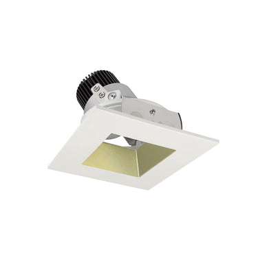 Nora Lighting 4" Iolite LED Square Adjustable Reflector With Square Aperture, 10-Degree Optic, 800Lm / 12W, 2700K, Champagne Haze Reflector / Matte Powder White Flange
