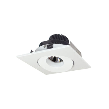 Nora Lighting 4" Iolite LED Square Adjustable Gimbal, 10-Degree Optic, 800Lm / 12W, 2700K, Matte Powder White Finish