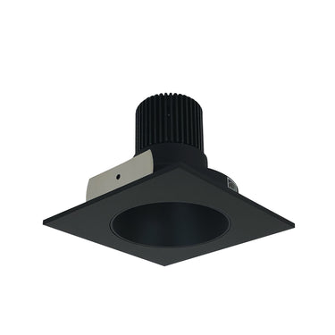 Nora Lighting 4" Iolite LED Square Reflector With Round Aperture, 10-Degree Optic, 850Lm / 12W, 4000K, Black Reflector / Black Flange
