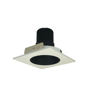 Nora Lighting 4" Iolite LED Square Reflector With Round Aperture, 10-Degree Optic, 850Lm / 12W, 3000K, Black Reflector / White Flange