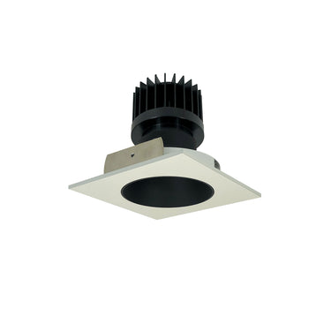 Nora Lighting 4" Iolite LED Square Reflector With Round Aperture, 1500Lm/2000Lm/2500Lm Varies By Housing, Comfort Dim, Black Reflector / White Flange