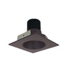 Nora Lighting 4" Iolite LED Square Reflector With Round Aperture, 10-Degree Optic, 850Lm / 12W, 3500K, Bronze Reflector / Bronze Flange