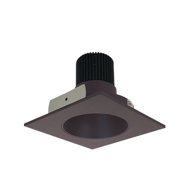 Nora Lighting 4" Iolite LED Square Reflector With Round Aperture, 10-Degree Optic, 850Lm / 12W, 3000K, Bronze Reflector / Bronze Flange