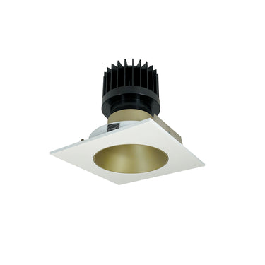Nora Lighting 4" Iolite LED Square Reflector With Round Aperture, 1500Lm/2000Lm/2500Lm Varies By Housing, 5000K, Champagne Haze Reflector / Matte Powder White Flange