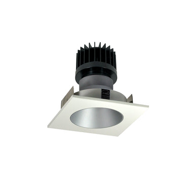Nora Lighting 4" Iolite LED Square Reflector With Round Aperture, 1500Lm/2000Lm/2500Lm Varies By Housing, 3500K, Haze Reflector / Matte Powder White Flange