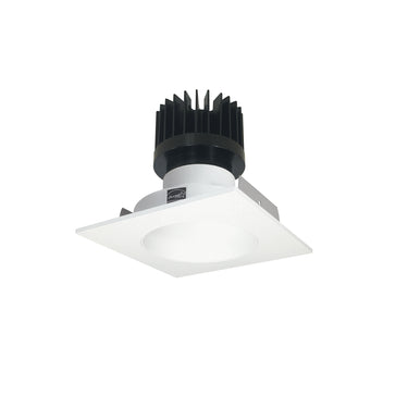 Nora Lighting 4" Iolite LED Square Reflector With Round Aperture, 1500Lm/2000Lm/2500Lm Varies By Housing, 3000K, Matte Powder White Reflector / Matte Powder White Flange