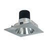 Nora Lighting 4" Iolite LED Square Reflector With Round Aperture, 1000Lm / 14W, 2700K, Natural Metal Reflector / Natural Metal Flange