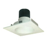 Nora Lighting 4" Iolite LED Square Reflector With Round Aperture, 10-Degree Optic, 850Lm / 12W, 2700K, White Reflector / White Flange