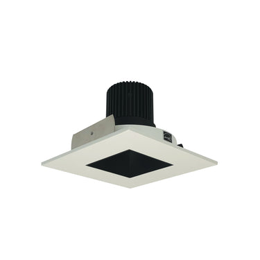 Nora Lighting 4" Iolite LED Square Reflector With Square Aperture, 10-Degree Optic, 850Lm / 12W, 3000K, Black Reflector / White Flange