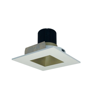 Nora Lighting 4" Iolite LED Square Reflector With Square Aperture, 10-Degree Optic, 850Lm / 12W, 3000K, Champagne Haze Reflector / Matte Powder White Flange