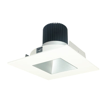 Nora Lighting 4" Iolite LED Square Reflector With Square Aperture, 10-Degree Optic, 850Lm / 12W, 3000K, Haze Reflector / Matte Powder White Flange