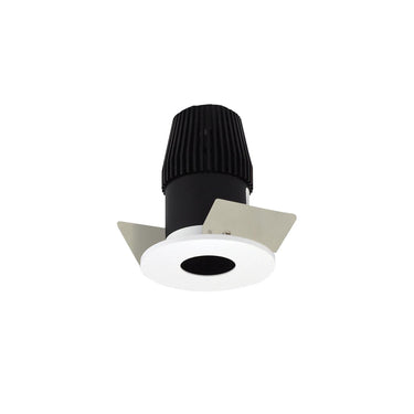 Nora Lighting 1" Iolite LED Bwf Round Pinhole, 600Lm, Comfort Dim, Black Pinhole / Matte Powder White Flange
