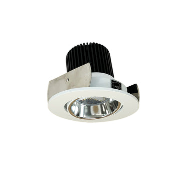 Nora Lighting 2" Iolite LED Round Adjustable Cone Reflector, 10-Degree Optic, 800Lm / 12W, 4000K, Specular Clear Reflector / Matte Powder White Flange