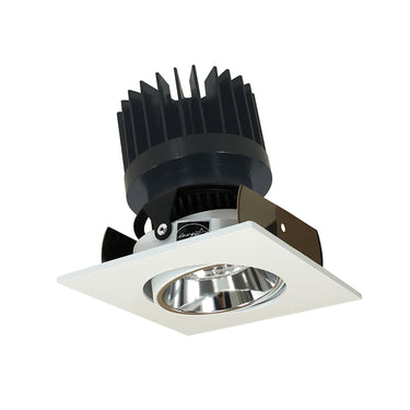 Nora Lighting 2" Iolite LED Square Adjustable Cone Reflector, 1500Lm/2000Lm/2500Lm Varies By Housing, Comfort Dim, Specular Clear Reflector / Matte Powder White Flange