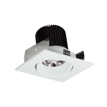 Nora Lighting 2" Iolite LED Square Adjustable Cone Reflector, 10-Degree Optic, 800Lm / 12W, 4000K, White Reflector / White Flange