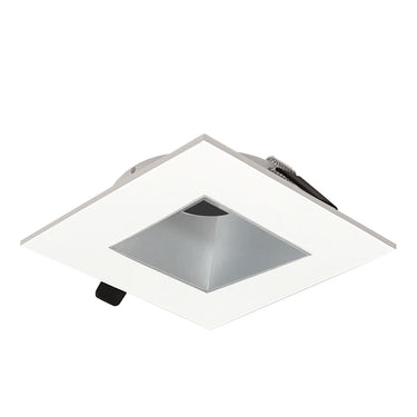 Nora Lighting 2" Iolite Can-Less Square Downlight Trim, Haze Reflector / White Flange