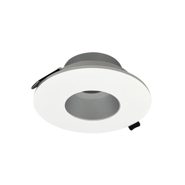 Nora Lighting 4" Iolite Can-Less Round Pinhole Trim, Haze Pinhole / Matte Powder White Flange