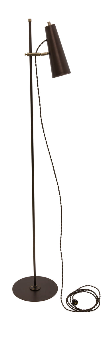 House of Troy Norton Adjustable LED Floor Lamps in Chestnut Bronze with Antique Brass Accents