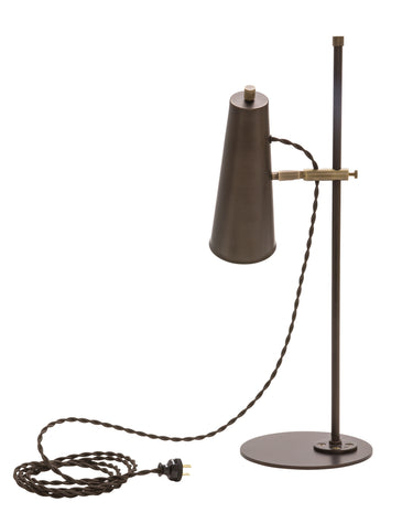 House of Troy Norton Adjustable LED Table Lamps in Chestnut Bronze with Antique Brass Accents