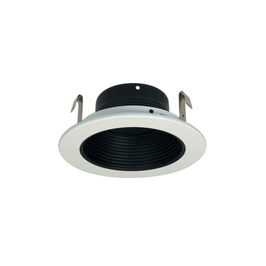 Black / White Metal Ring – Nora 4" Black Stepped Metal Baffle Trim with White Metal Ring product photo