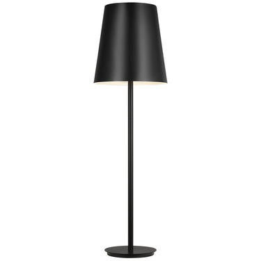 Black 61.6-inch tall outdoor LED floor lamp for patios and commercial entryways