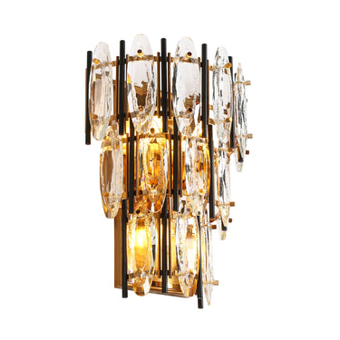 Modern Crystal Wall Sconce in Black and Gold - Noctiflorous Collection