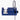 Close detail of the blue Oluce Mini Spider reflector and stem