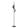 Oluce Superluna floor lamp in black with two rotating hemispheres on a slim stem