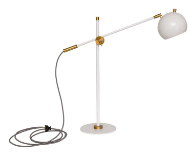 House of Troy Orwell LED Counterbalance Table Lamps in White with Weathered Brass Accents