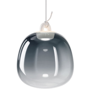 Oblò pendant light by Lodes with Pyrex glass diffuser and nautical-inspired hook design in white and rainbow finish