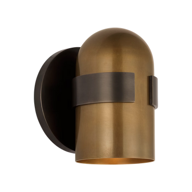 Modern brass LED wall sconce with crystal diffuser and warm light