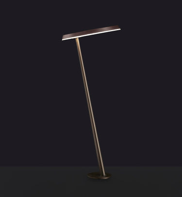 Oluce Amanita 319 outdoor path light in Indian brown on a dark studio background
