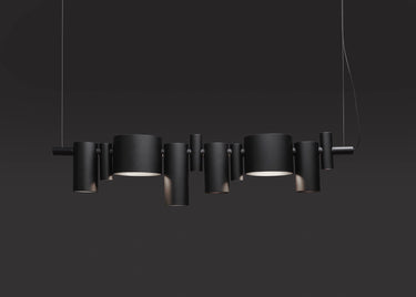 Oluce Dancing Queen pendant in matt black, studio shot