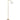 Oscar floor lamp in satin brass with an opal glass globe on a bent arm, studio view