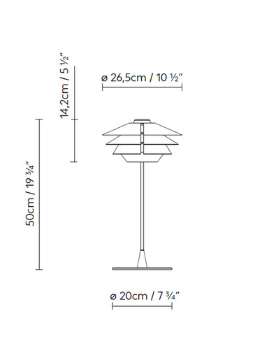 Measurements for the Overlay T25 (line drawing)