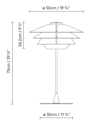 Measurements for the Overlay T50 (line drawing)
