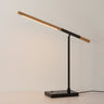 Nova of California Port Table Lamp Matte Black Natural Ash Wood Usb Touch