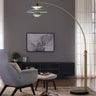 Nova of California Palm Springs Arc Floor Lamp 83 Weathered Brass Blue Tonal Shades